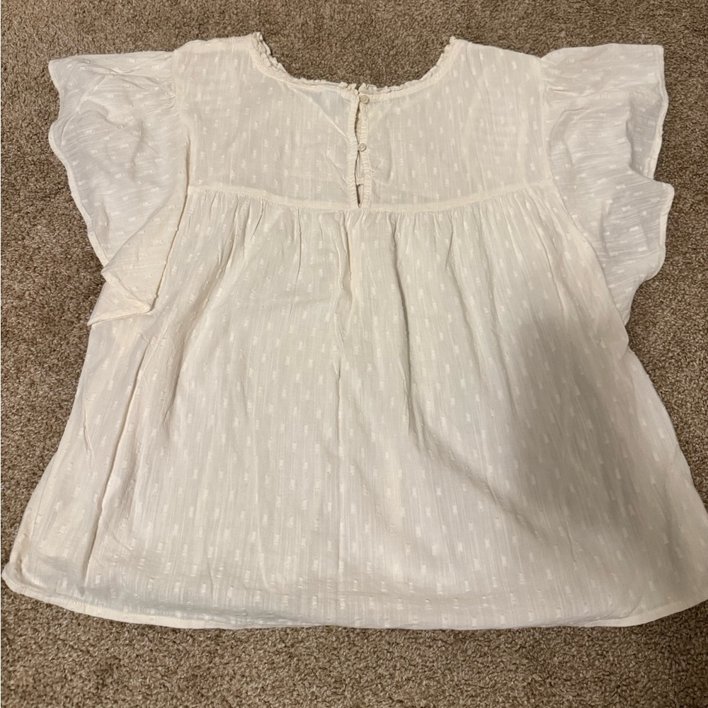 Old Navy Cream Smocked Ruffle Sleeve Blouse in Size XL - Picture 2 of 4